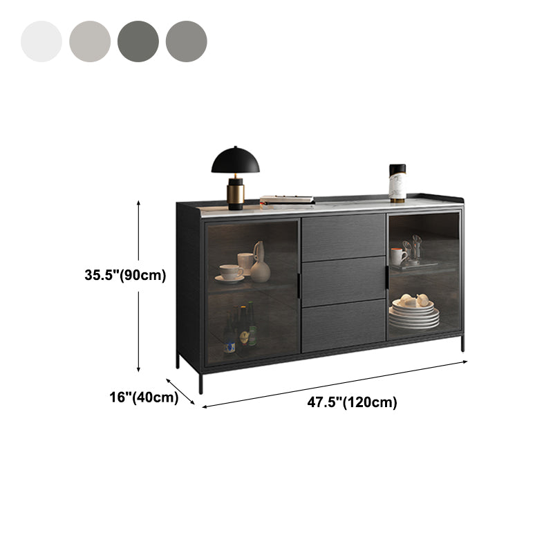 35.43"H Sideboard Modern Style Dining Server with 3 Drawers for Kitchen and Dining Room