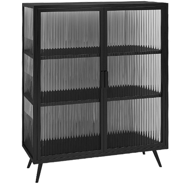 Glass Door Iron Sideboard Modern Server Cabinet with Storage for Kitchen