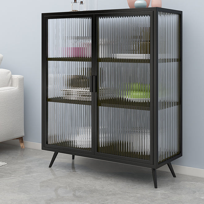 Glass Door Iron Sideboard Modern Server Cabinet with Storage for Kitchen