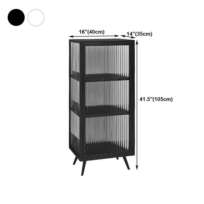 Glass Door Iron Sideboard Modern Server Cabinet with Storage for Kitchen