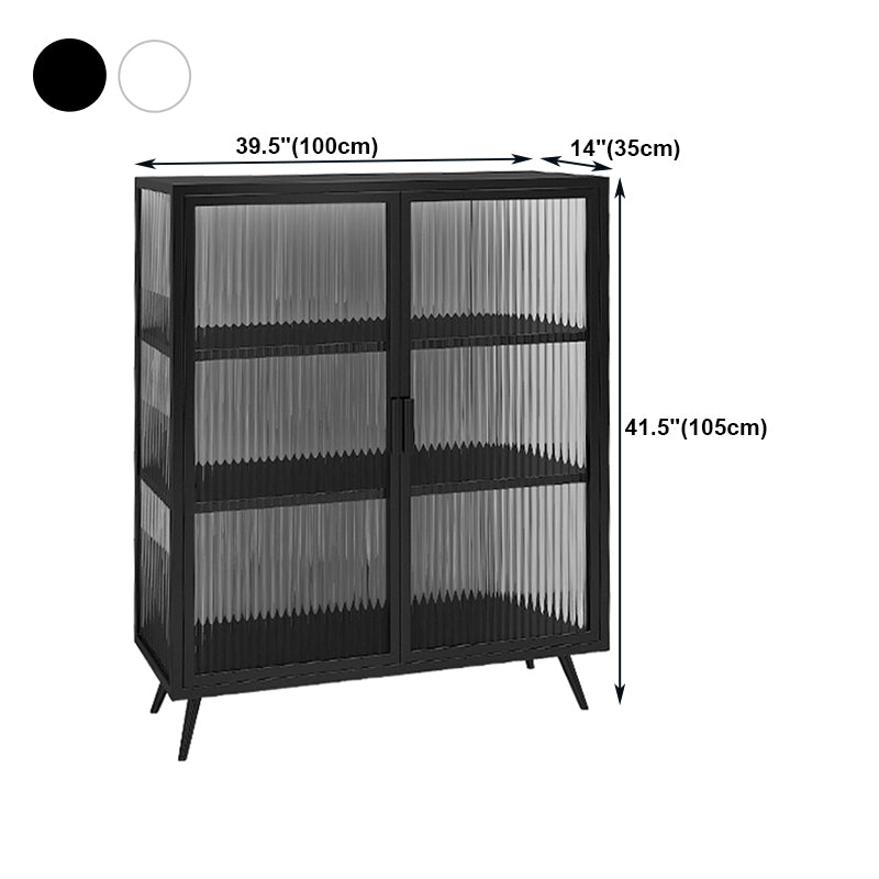 Glass Door Iron Sideboard Modern Server Cabinet with Storage for Kitchen