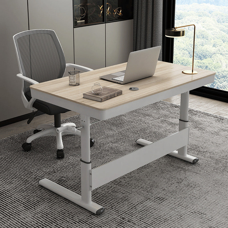 Contemporary Standing Desk Converter White Metal Base Desk for Office