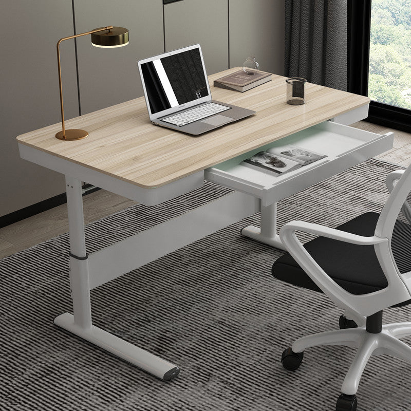 Contemporary Standing Desk Converter White Metal Base Desk for Office