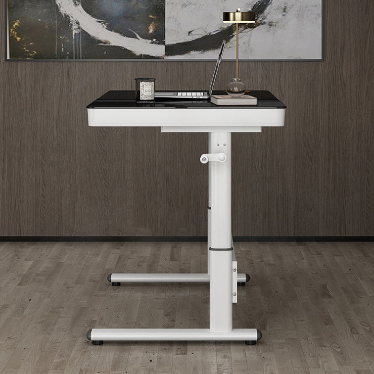 Contemporary Standing Desk Converter White Metal Base Desk for Office