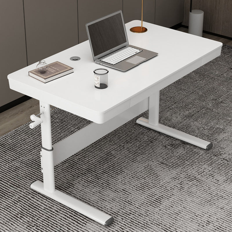 Contemporary Standing Desk Converter White Metal Base Desk for Office