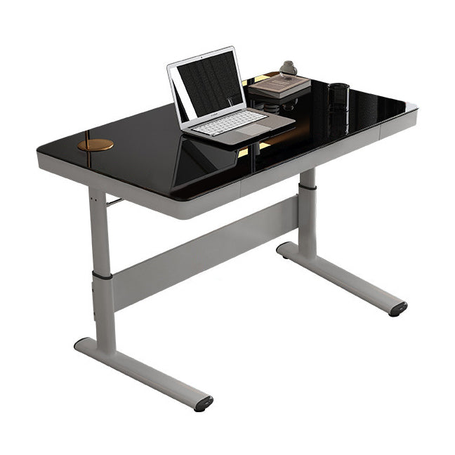 Contemporary Standing Desk Converter White Metal Base Desk for Office