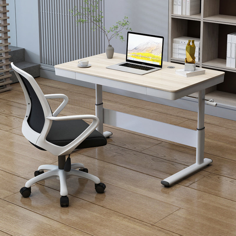 Contemporary Standing Desk Converter White Metal Base Desk for Office