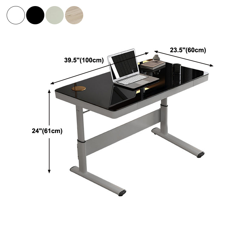 Contemporary Standing Desk Converter White Metal Base Desk for Office