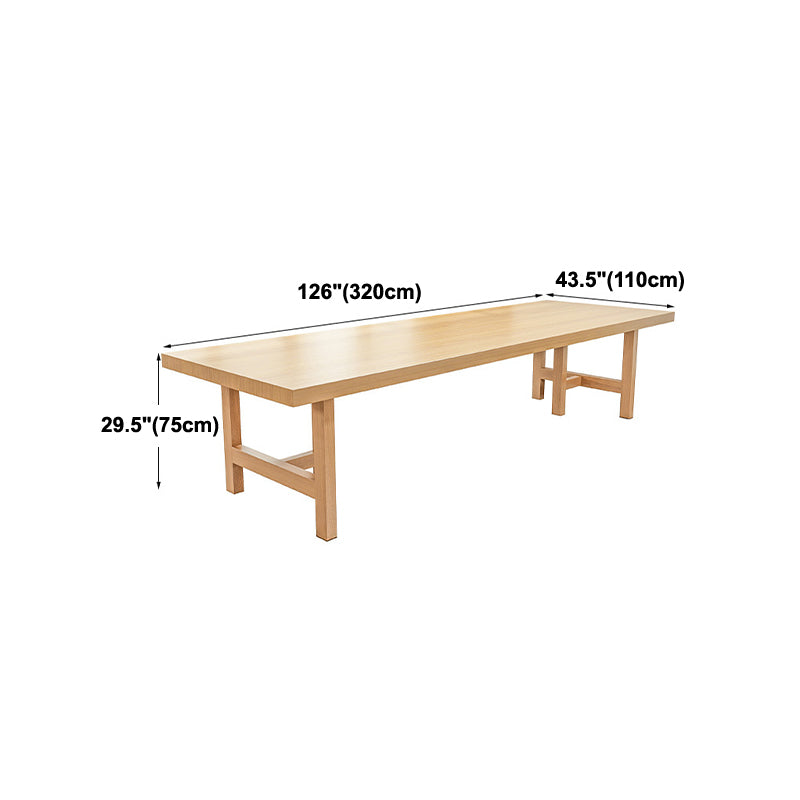 Contemporary Natural Pine Wood Office Desk Rectangle Wood Base Desk for Home Office