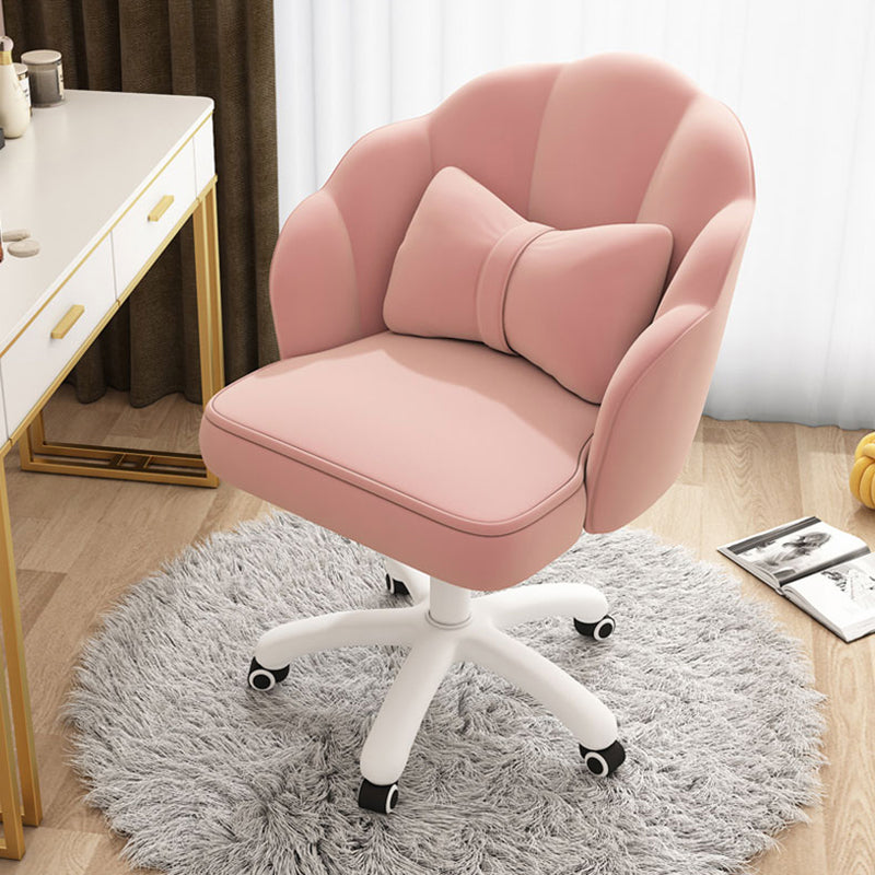 White Nylon Frame Modern Computer Desk Chair Upholstered Task Chair with Wheels