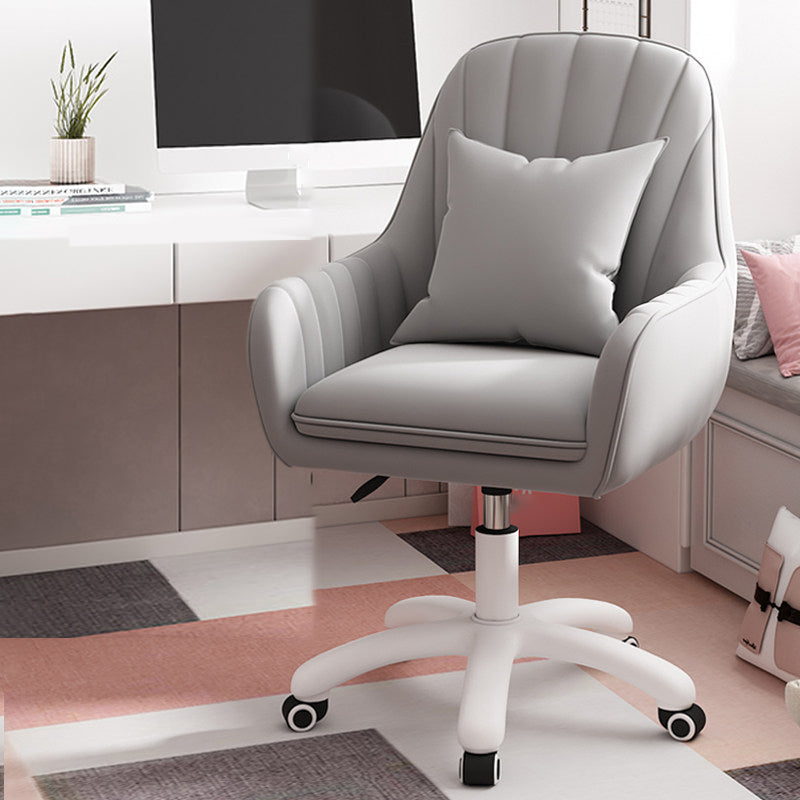 White Nylon Frame Modern Computer Desk Chair Upholstered Task Chair with Wheels