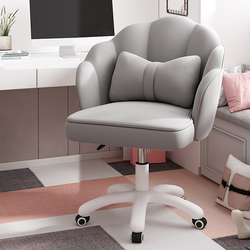 White Nylon Frame Modern Computer Desk Chair Upholstered Task Chair with Wheels