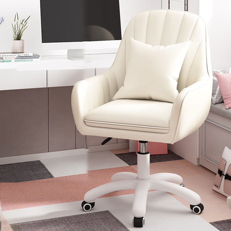 White Nylon Frame Modern Computer Desk Chair Upholstered Task Chair with Wheels