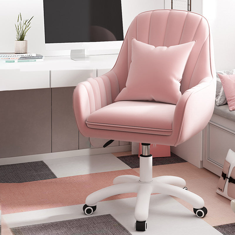 White Nylon Frame Modern Computer Desk Chair Upholstered Task Chair with Wheels