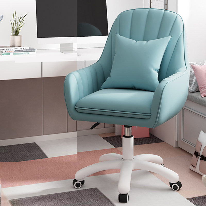 White Nylon Frame Modern Computer Desk Chair Upholstered Task Chair with Wheels