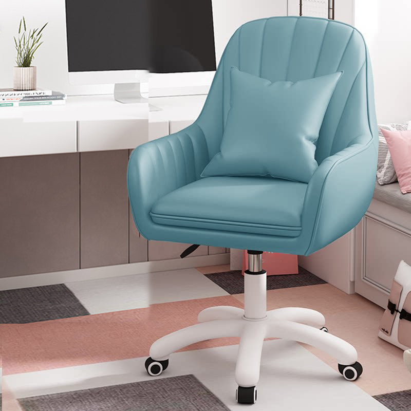 White Nylon Frame Modern Computer Desk Chair Upholstered Task Chair with Wheels