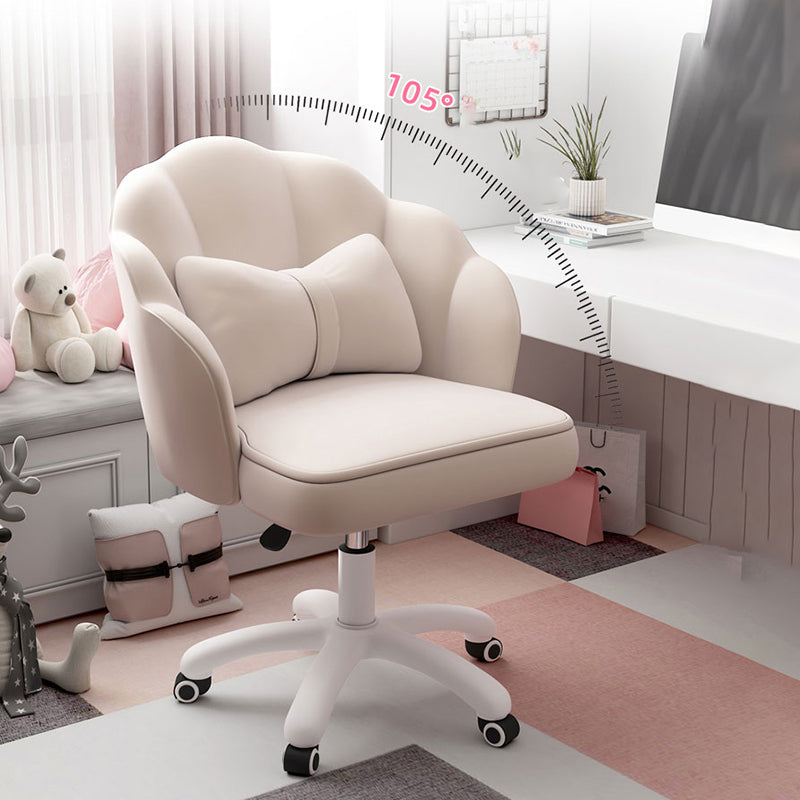 White Nylon Frame Modern Computer Desk Chair Upholstered Task Chair with Wheels