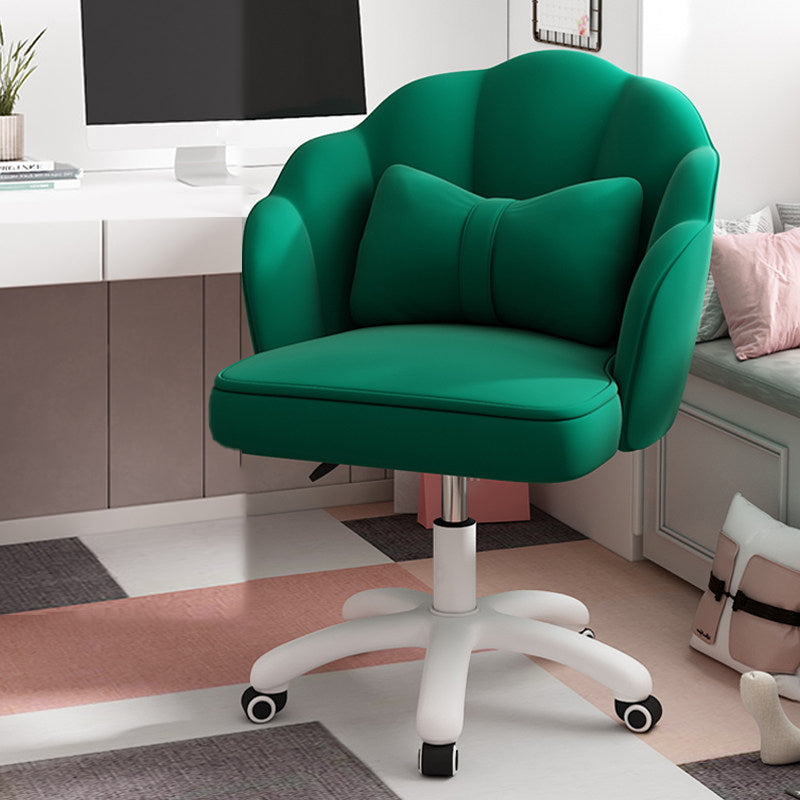 White Nylon Frame Modern Computer Desk Chair Upholstered Task Chair with Wheels