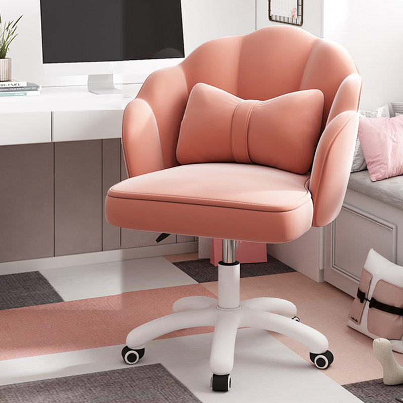 White Nylon Frame Modern Computer Desk Chair Upholstered Task Chair with Wheels