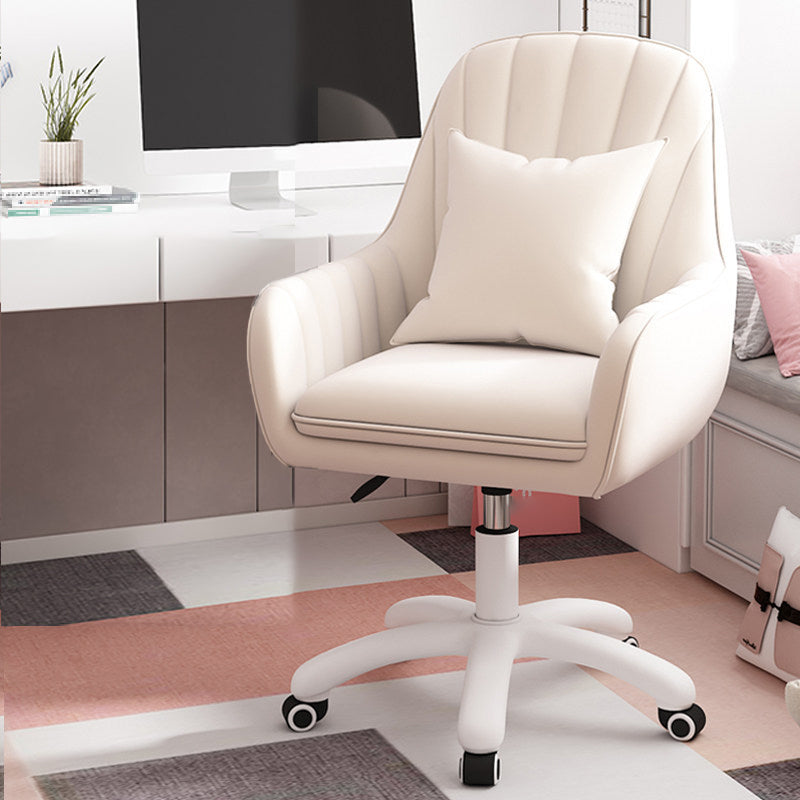 White Nylon Frame Modern Computer Desk Chair Upholstered Task Chair with Wheels