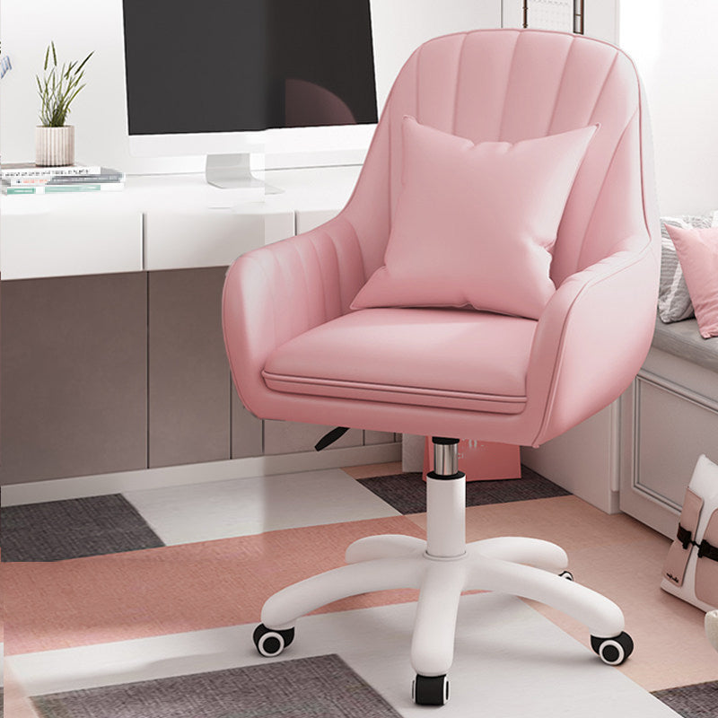 White Nylon Frame Modern Computer Desk Chair Upholstered Task Chair with Wheels