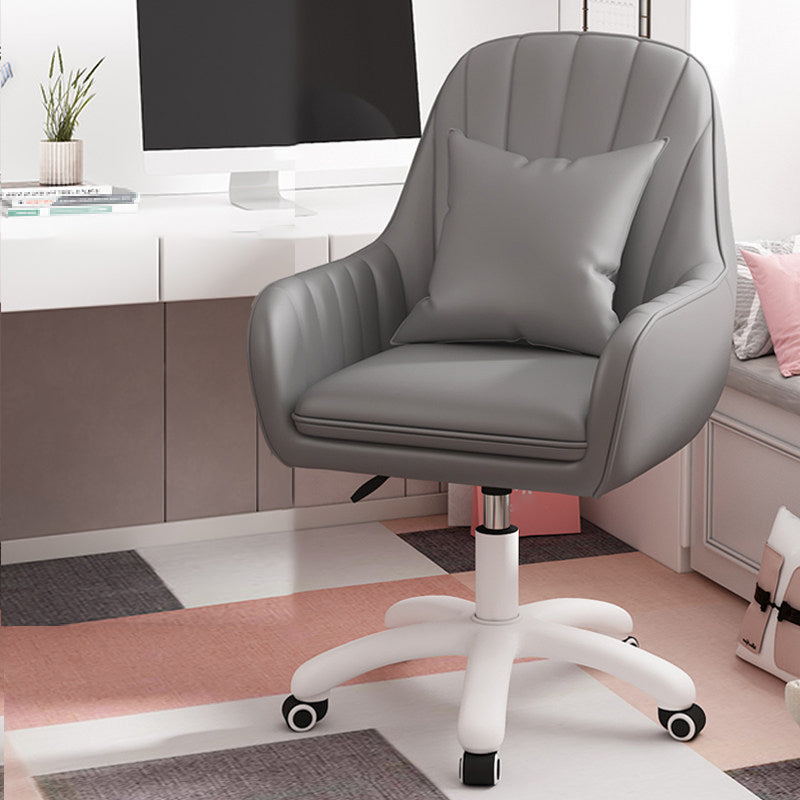 White Nylon Frame Modern Computer Desk Chair Upholstered Task Chair with Wheels