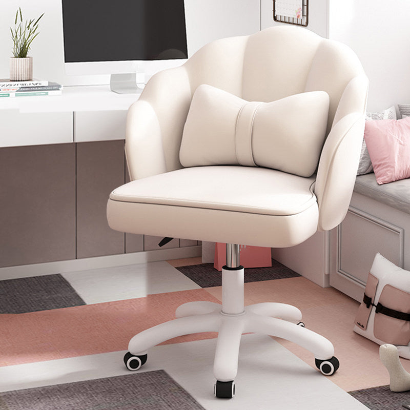 White Nylon Frame Modern Computer Desk Chair Upholstered Task Chair with Wheels