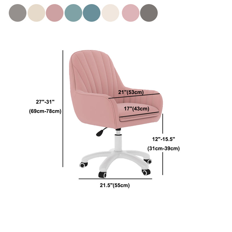 White Nylon Frame Modern Computer Desk Chair Upholstered Task Chair with Wheels