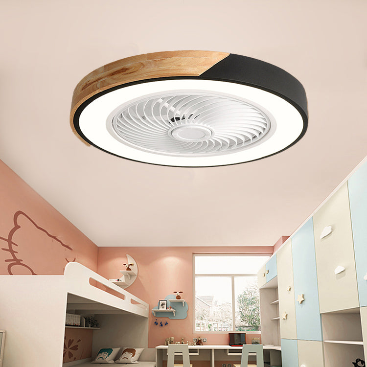 LED Ceiling Fan Light 1-Light Wooden Ceiling Mount Lamp with Acrylic Shade for Bedroom