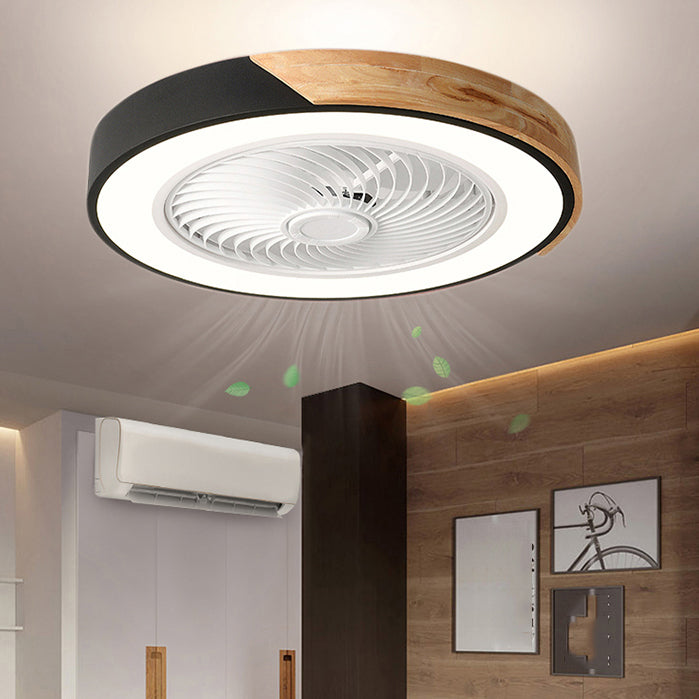 LED Ceiling Fan Light 1-Light Wooden Ceiling Mount Lamp with Acrylic Shade for Bedroom