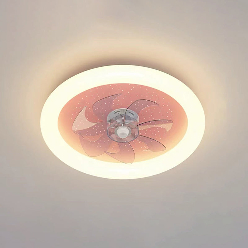 Round Shape Ceiling Fan Light Children LED Ceiling Mount Lamp with Acrylic Shade