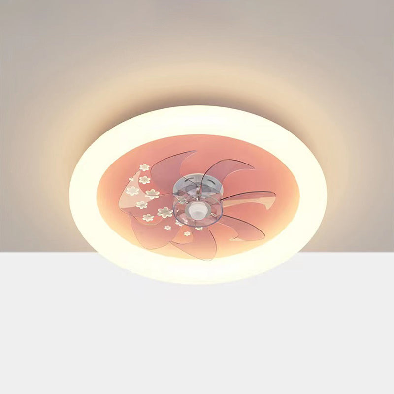 Round Shape Ceiling Fan Light Children LED Ceiling Mount Lamp with Acrylic Shade