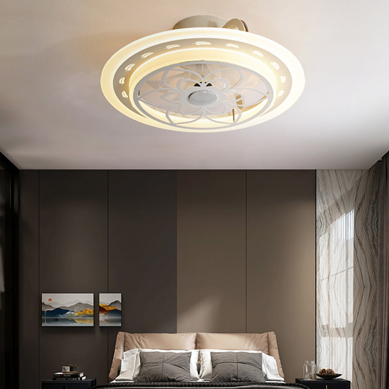 White LED Ceiling Fan Light Simple Ceiling Mount Lamp with Acrylic Shade for Bedroom