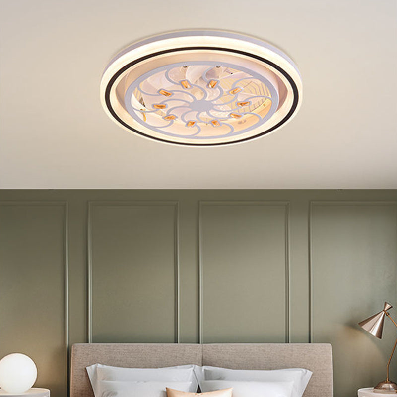 LED Ceiling Fan Light Modern Simple Ceiling Mount Lamp with Acrylic Shade for Bedroom