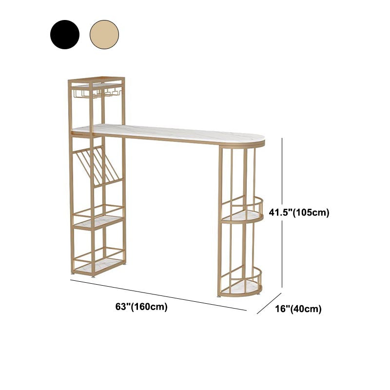 Modern Indoor Stone Cocktail Bar Table Wine Rack Double Pedestal Bistro Bar Table