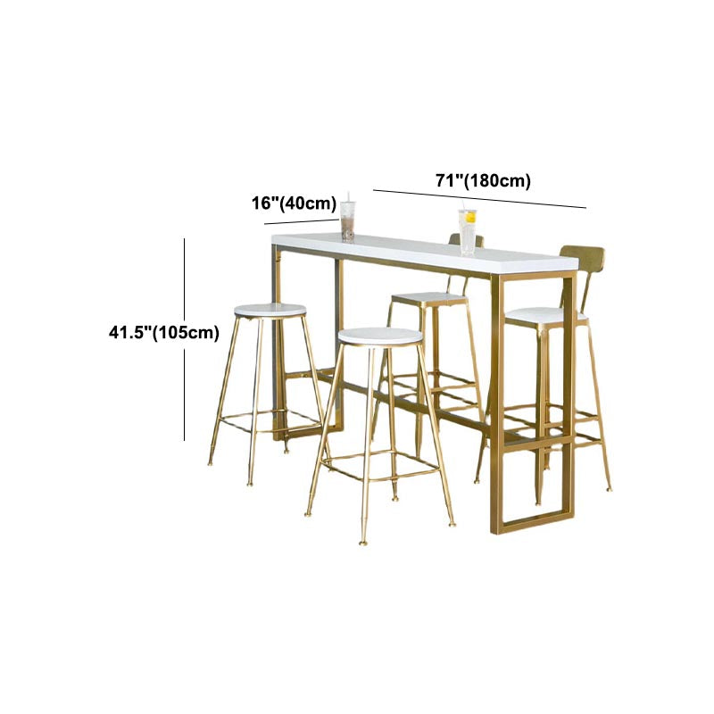 Glam Style Bar Table Gold Pedestal Pub Table for Living Room