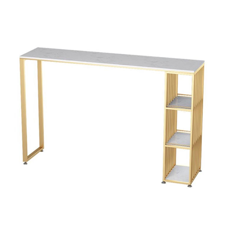 Stone Top Glam Cocktail Bar Table 42-inch Height Gold Base Pub Table