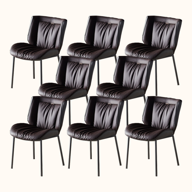 Home Solid Back Contemporary Side Chair Matte Finish Leather Dining Chair