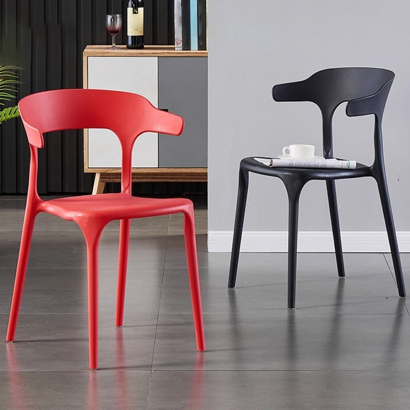 Scandinavian Home Stacking Arm Chair Matte Finish Plastic Dining Chair