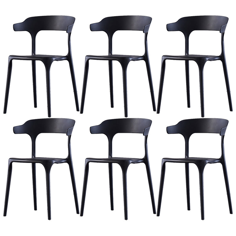 Scandinavian Home Stacking Arm Chair Matte Finish Plastic Dining Chair