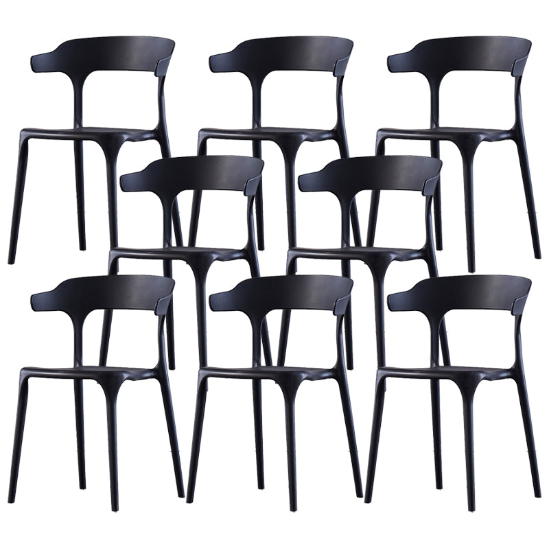 Scandinavian Home Stacking Arm Chair Matte Finish Plastic Dining Chair