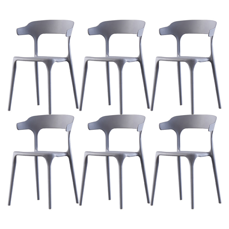 Scandinavian Home Stacking Arm Chair Matte Finish Plastic Dining Chair