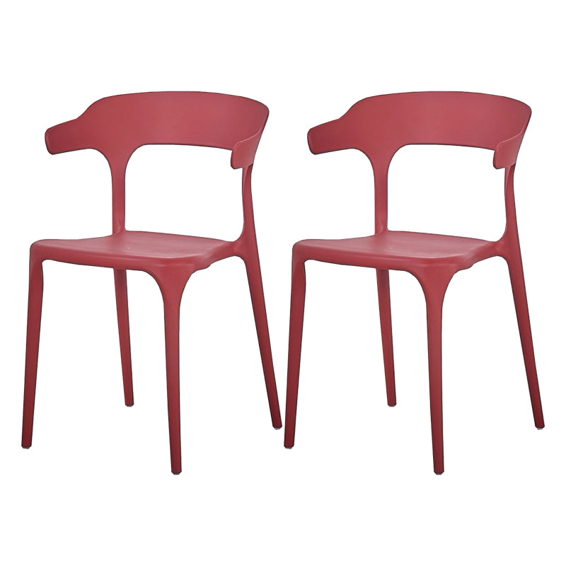 Scandinavian Home Stacking Arm Chair Matte Finish Plastic Dining Chair