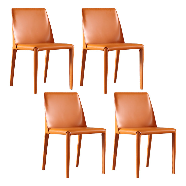 Contemporary Style Leather Dining Chair Armless Solid Back Chairs