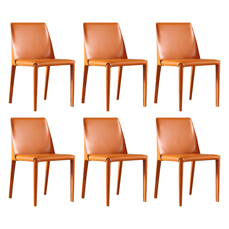 Contemporary Style Leather Dining Chair Armless Solid Back Chairs