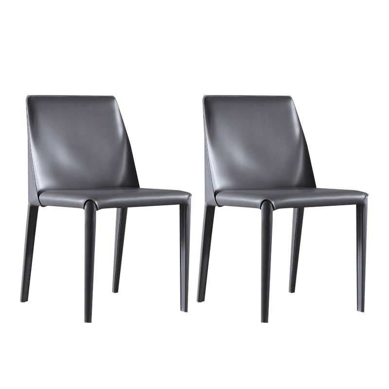 Contemporary Style Leather Dining Chair Armless Solid Back Chairs