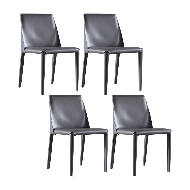 Contemporary Style Leather Dining Chair Armless Solid Back Chairs