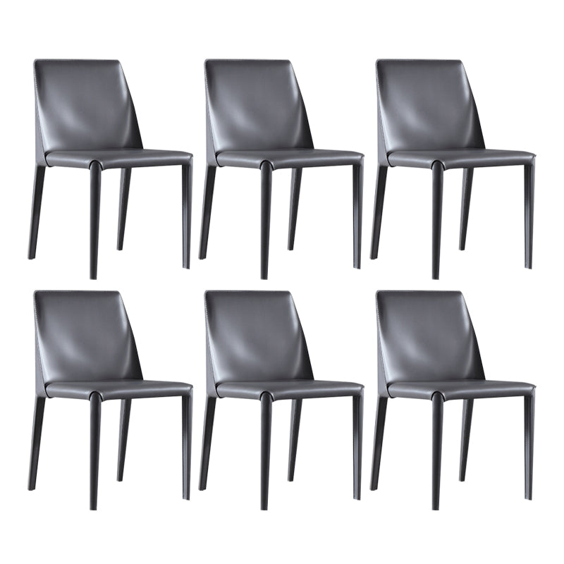 Contemporary Style Leather Dining Chair Armless Solid Back Chairs