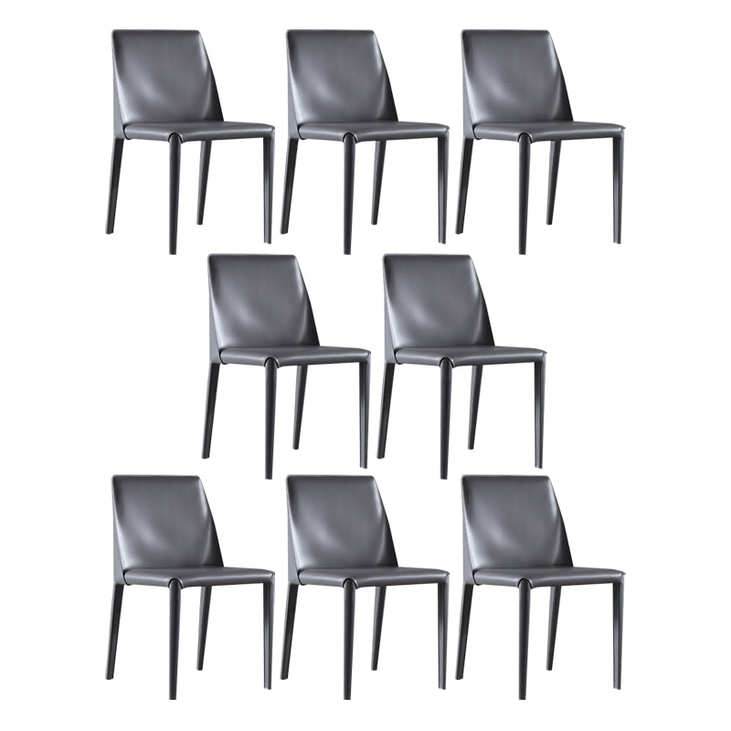 Contemporary Style Leather Dining Chair Armless Solid Back Chairs