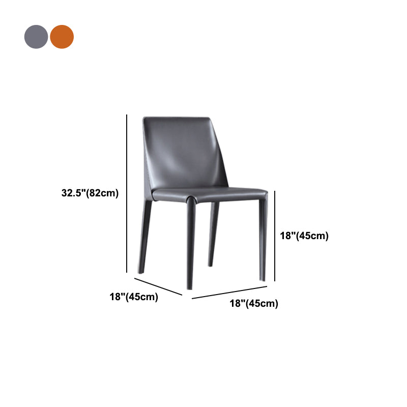 Contemporary Style Leather Dining Chair Armless Solid Back Chairs